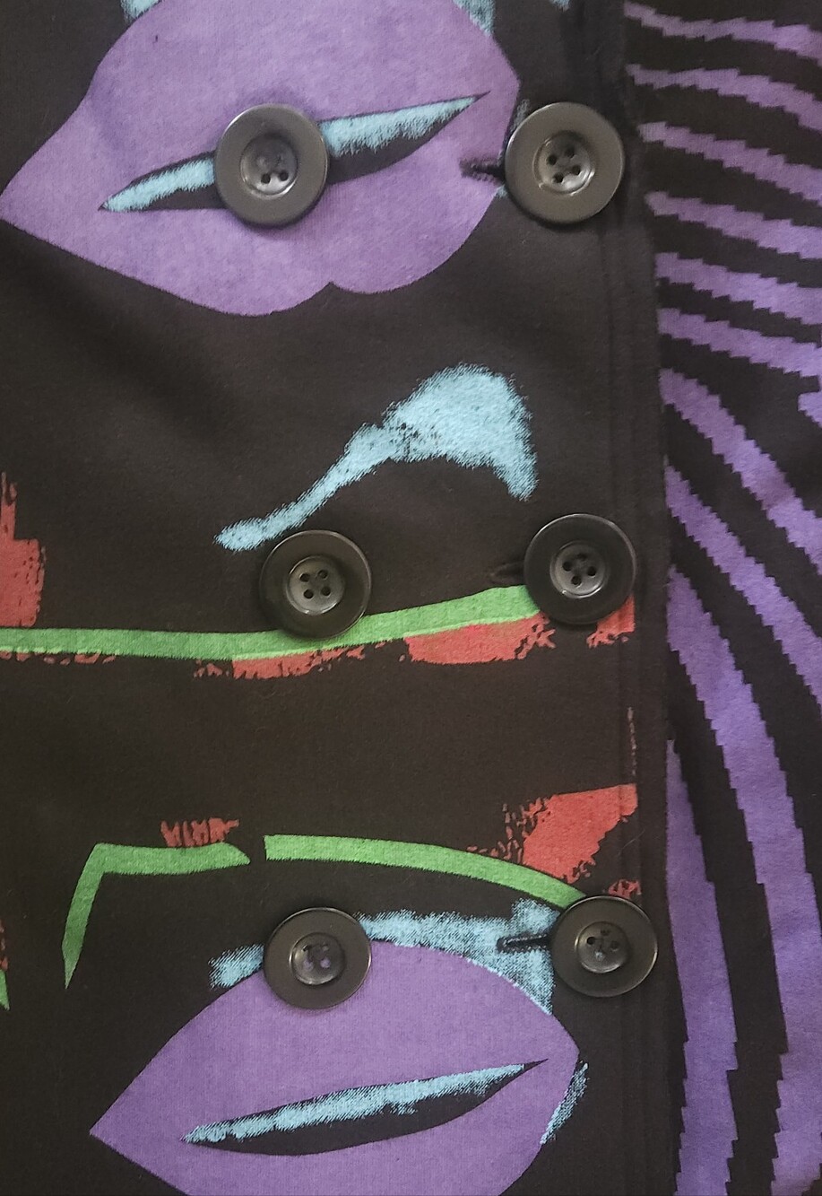 Moka Sport Mixed Media Art to Wear Patchwork Car Coat Lips Dragonfly - Size L - Picture 5 of 11